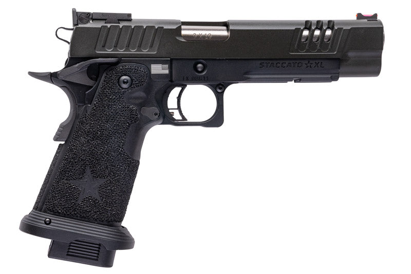 EMG 6mm Pro Shop Staccato XL GBB Airsoft Pistol w/ Hand-Made Stippling Grip - BK (by Army Armament)