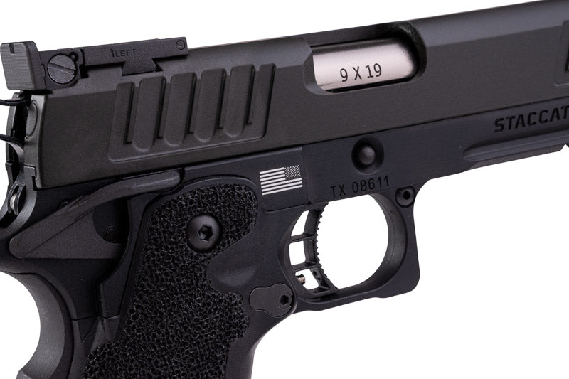 EMG 6mm Pro Shop Staccato XL GBB Airsoft Pistol w/ Hand-Made Stippling Grip - BK (by Army Armament)