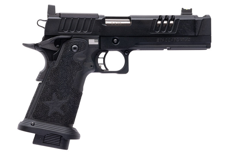 EMG 6mm Pro Shop Staccato XC GBB Airsoft Pistol w/ Hand-Made Stippling Grip - BK (by Army Armament)