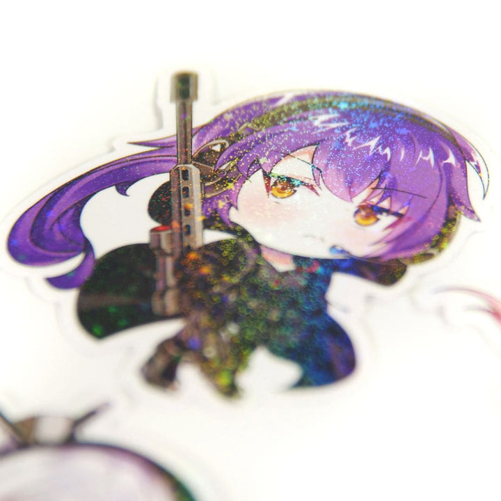 KTactical Anime Tactical Gun Girl Kawaii Waterproof Holographic Sparkle Sticker Set (8 Pack)