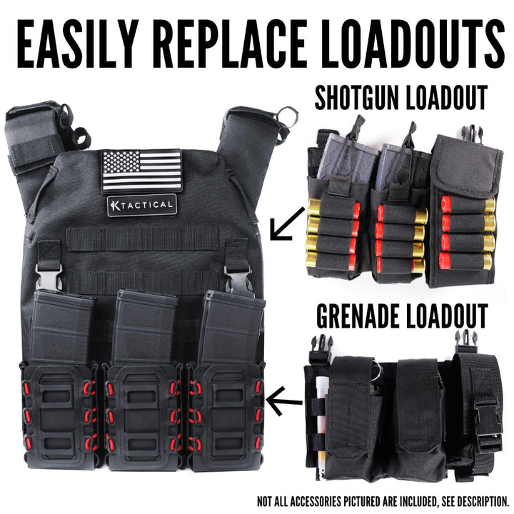 Ktactical Molle Padded Breathable Mesh Plate Carrier Loadout Kit