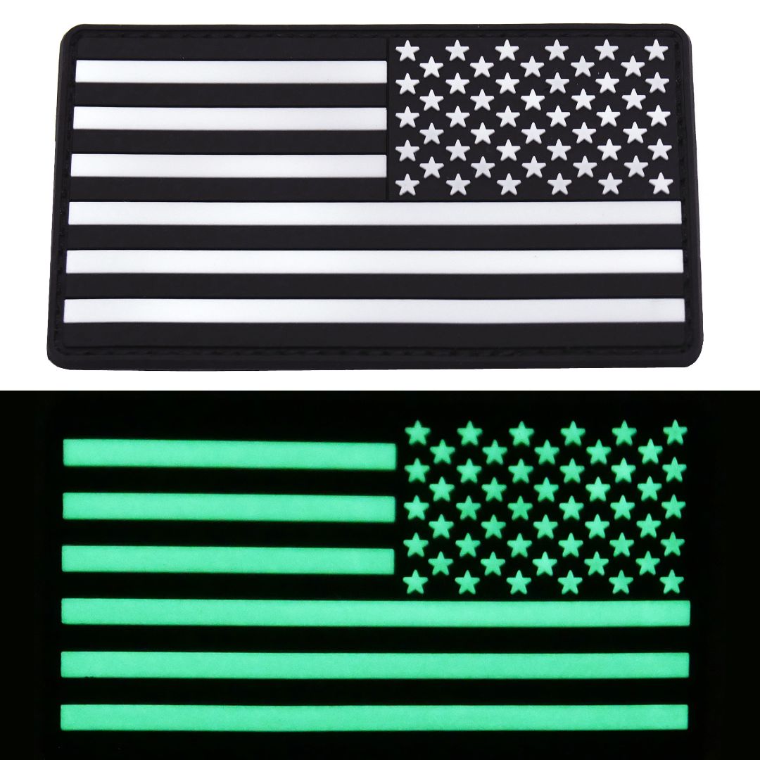 KTactical Glow in the Dark Tactical USA Flag Patch (REVERSE Flag)