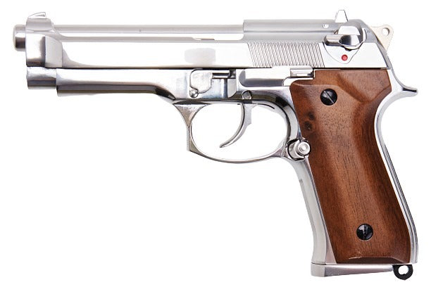 SRC M92 SR92 Platinum GBB Airsoft Pistol (Silver, Wood Grip)