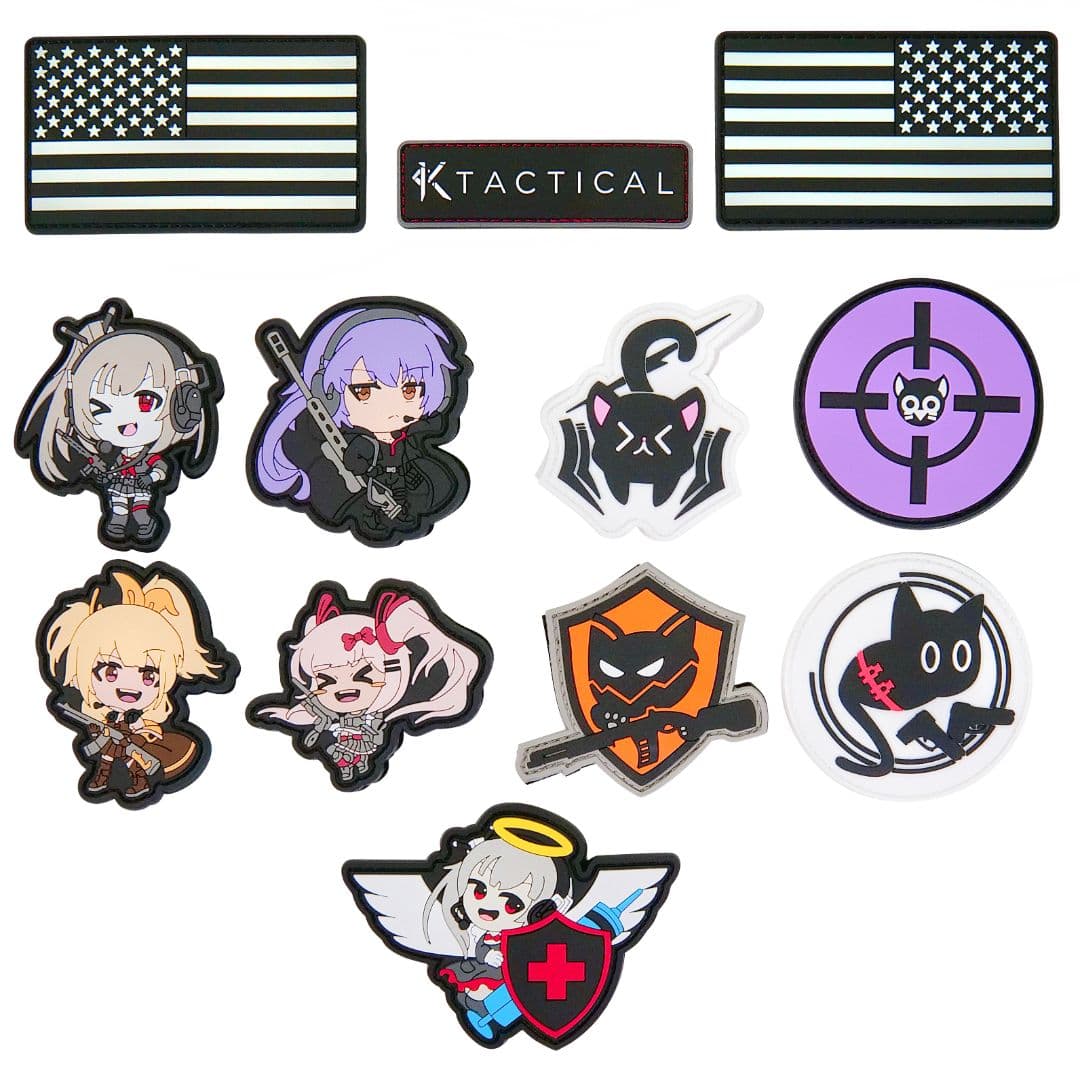 KTactical Anime Girl Waifu Gun Kawaii Hook and Loop PVC Patch  (12 Pack)