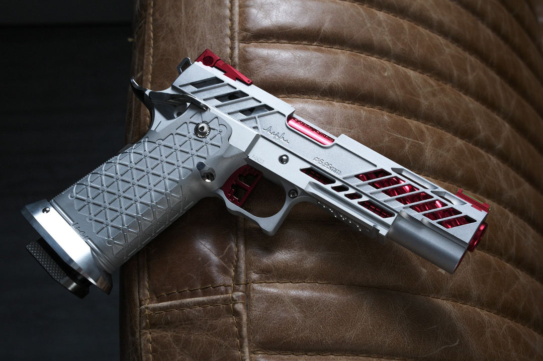 Bang Bang Custom Dr. Black Type 505 Style Hi-Capa 5.1 GBBP (TM Base) -Silver & Red