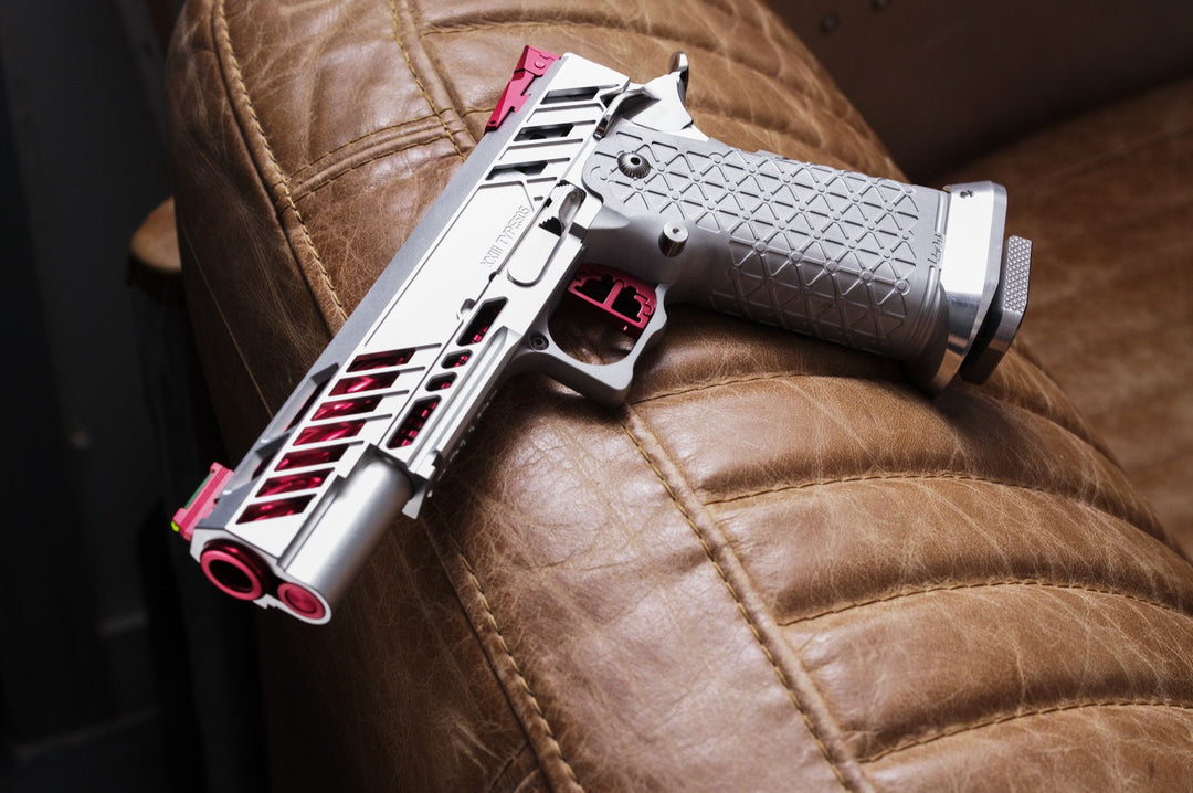 Bang Bang Custom Dr. Black Type 505 Style Hi-Capa 5.1 GBBP (TM Base) -Silver & Red