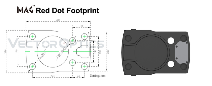 Vector Optics Frenzy Red Dot Pistol Mount Base for G17 MAG (RMSc) Footprint