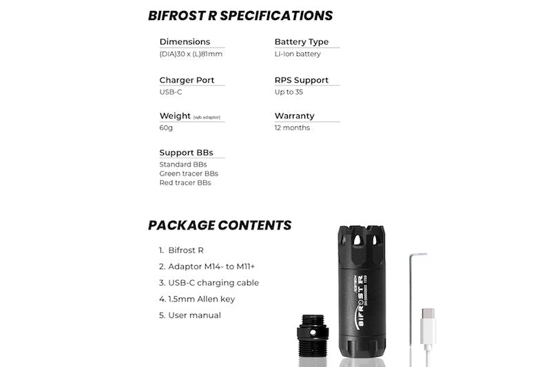 ACETECH Bifrost R Tracer Unit - Black (M14CCW) (Compatible with Green & Red bbs)