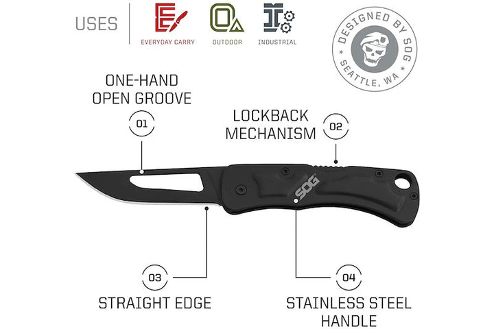 SOG Centi II Lockback Pocket Knife (CE1012-CP)