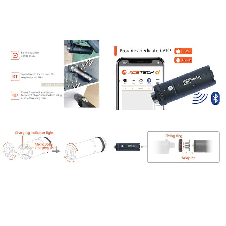 Acetech lighter bt tracer unit (m14ccw) with m11 cw adaptor