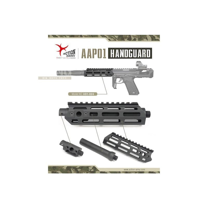 Action army aap-01 aluminum handguard - black rail system