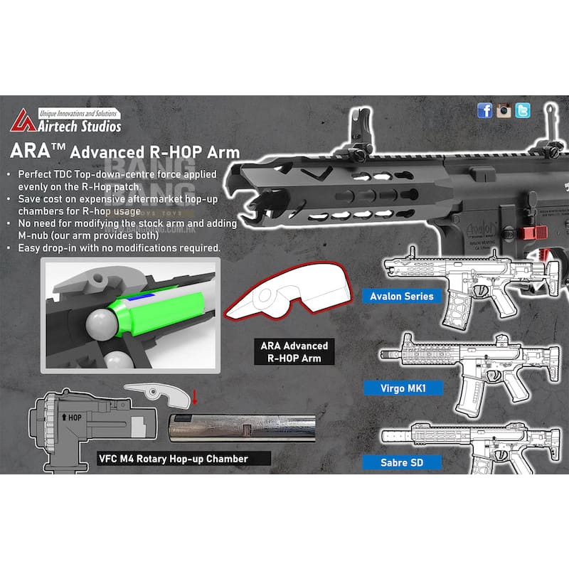 Airtech studios ara advanced r-hop arm for vfc m4 rotary