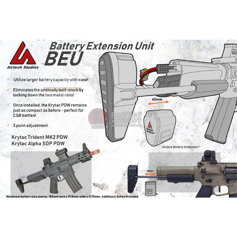 Airtech studios battery extension units beus for krytac