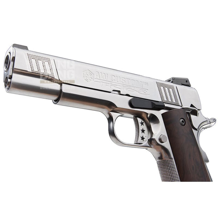 Aw custom iconic 1911 gas blowback pistol - silver free