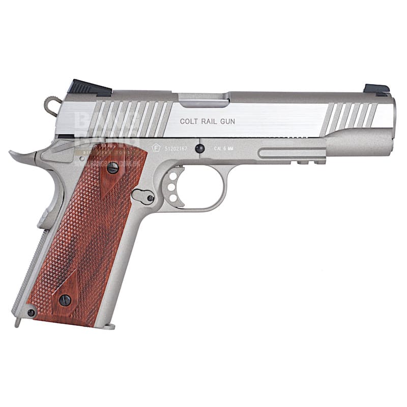 Cybergun colt 1911 rail co2 gbb pistol - silver free