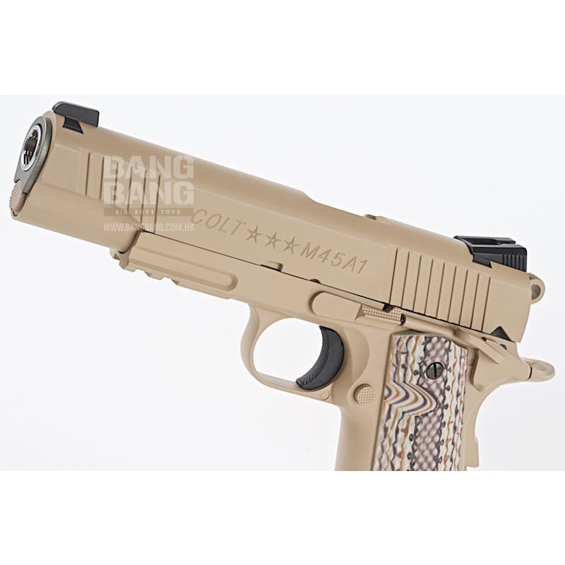 Cybergun colt m45a1 rail co2 gbb pistol - desert tan free