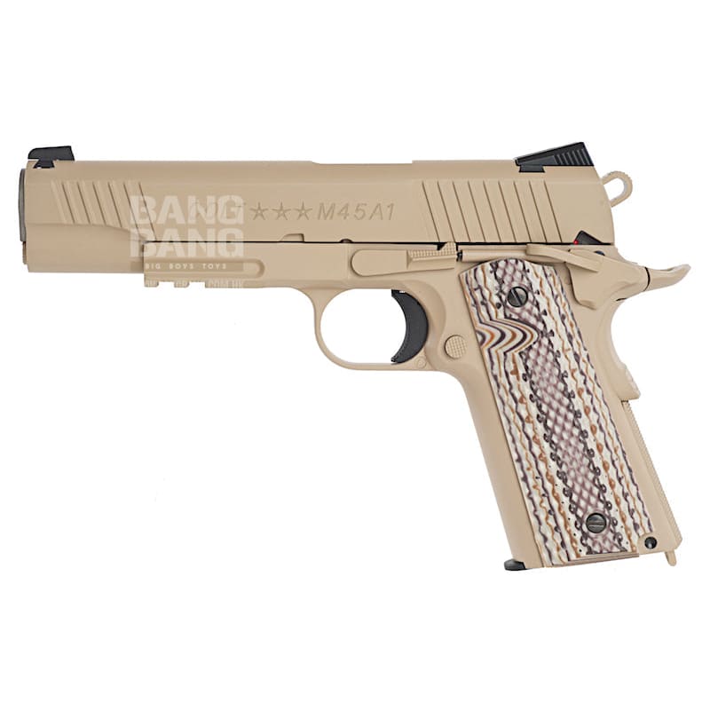 Cybergun colt m45a1 rail co2 gbb pistol - desert tan free