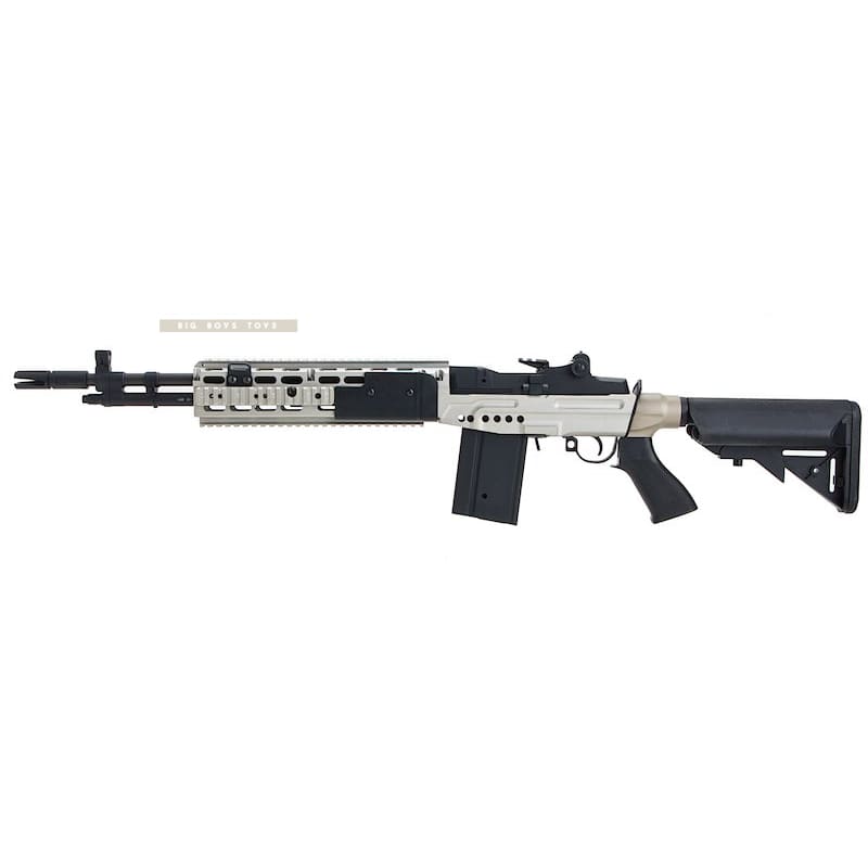 Cyma metal m14 ebr aeg extended stock airsoft rifle - silver