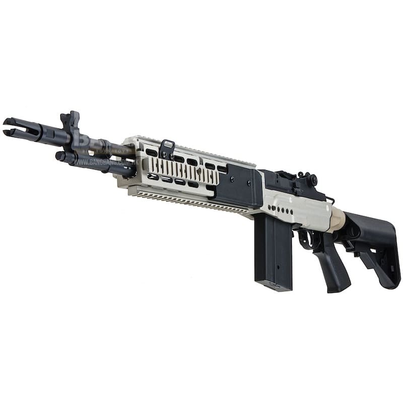 Cyma metal m14 ebr aeg extended stock airsoft rifle - silver