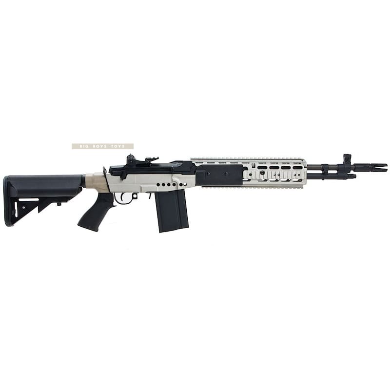 Cyma metal m14 ebr aeg extended stock airsoft rifle - silver