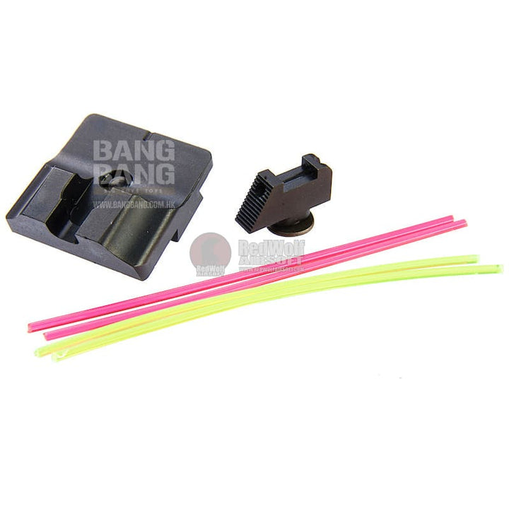 Guns modify w style steel cnc fiber optic sight set for