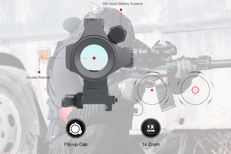 Vector Optics Nautilus 1x30 Red Dot Scope Double Reticles - BK